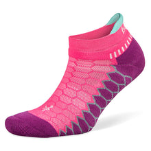 Load image into Gallery viewer, Side view of Balega Silver No Show Watermelon Pink running socks
